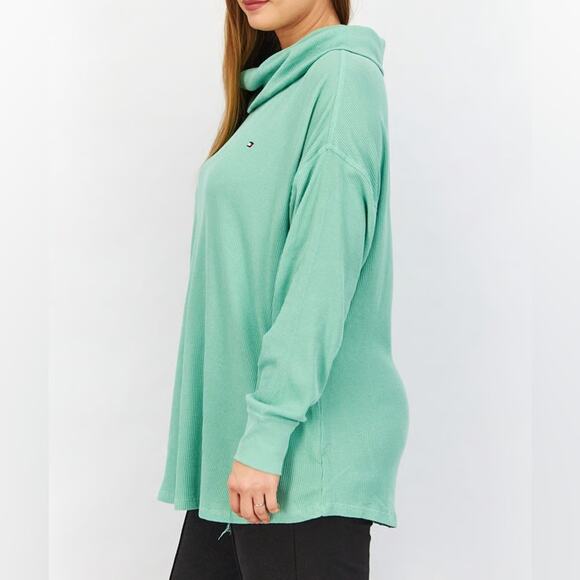 Tommy Hilfiger Shawl Neck Textured Sweatshirt Green Women’s Sz 1X - Picture 4 of 11